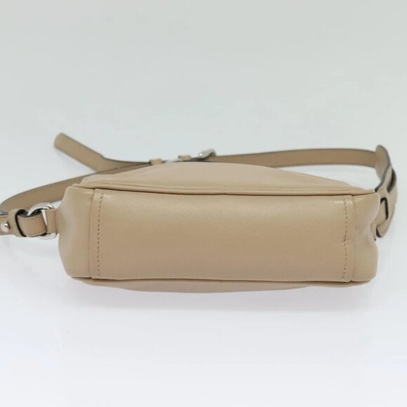 PRADA Shoulder Bag Leather Beige Silver Auth - Picture 5 of 16